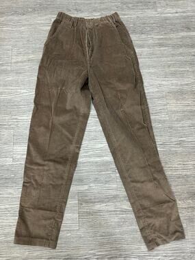 Vintage LL Bean Brown Corduroy Pants Women Size 12 Made in USA High Rise Relaxed